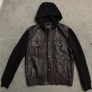Michael Kors leather hoodie jacket M